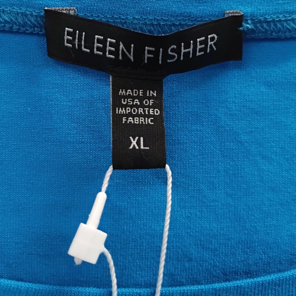 Eileen Fisher Bateau Neck Cap Sleeve Knee Length Casual Jersey Dress Blue XL - Picture 6 of 6